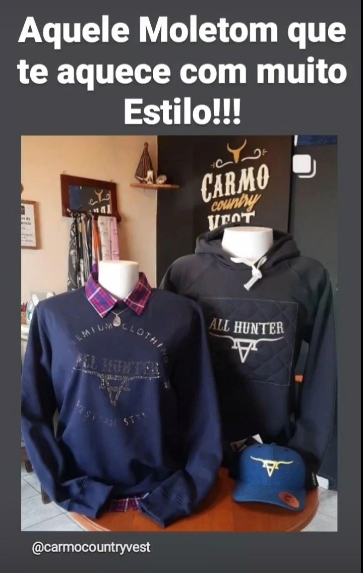 Moletom masculino e feminino All Hunter disponível na loja.