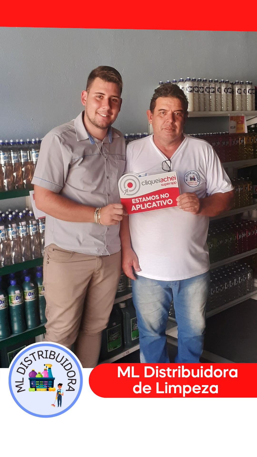 A ML Distribuidora também está no Cliquei Achei
As melhores ofertas em produtos de limpeza
Confira em cliqueiachei.com/mldistribuidora

Obrigada Alex e Marcelo pela confiança!