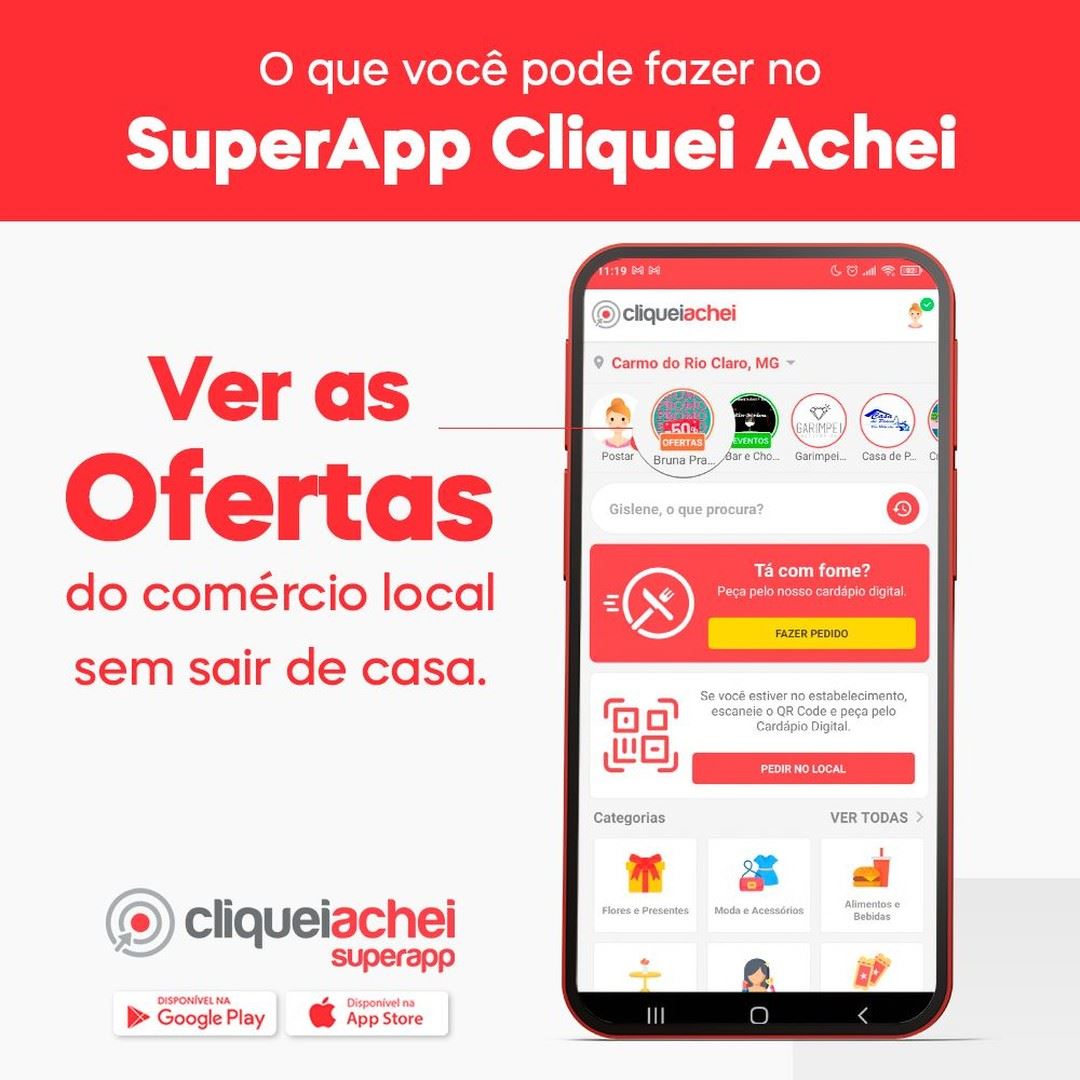 No SuperApp do Cliquei Achei você consegue ver as Ofertas do Comércio Local sem sair de casa, tudo isso através dos Stories dentro do App.