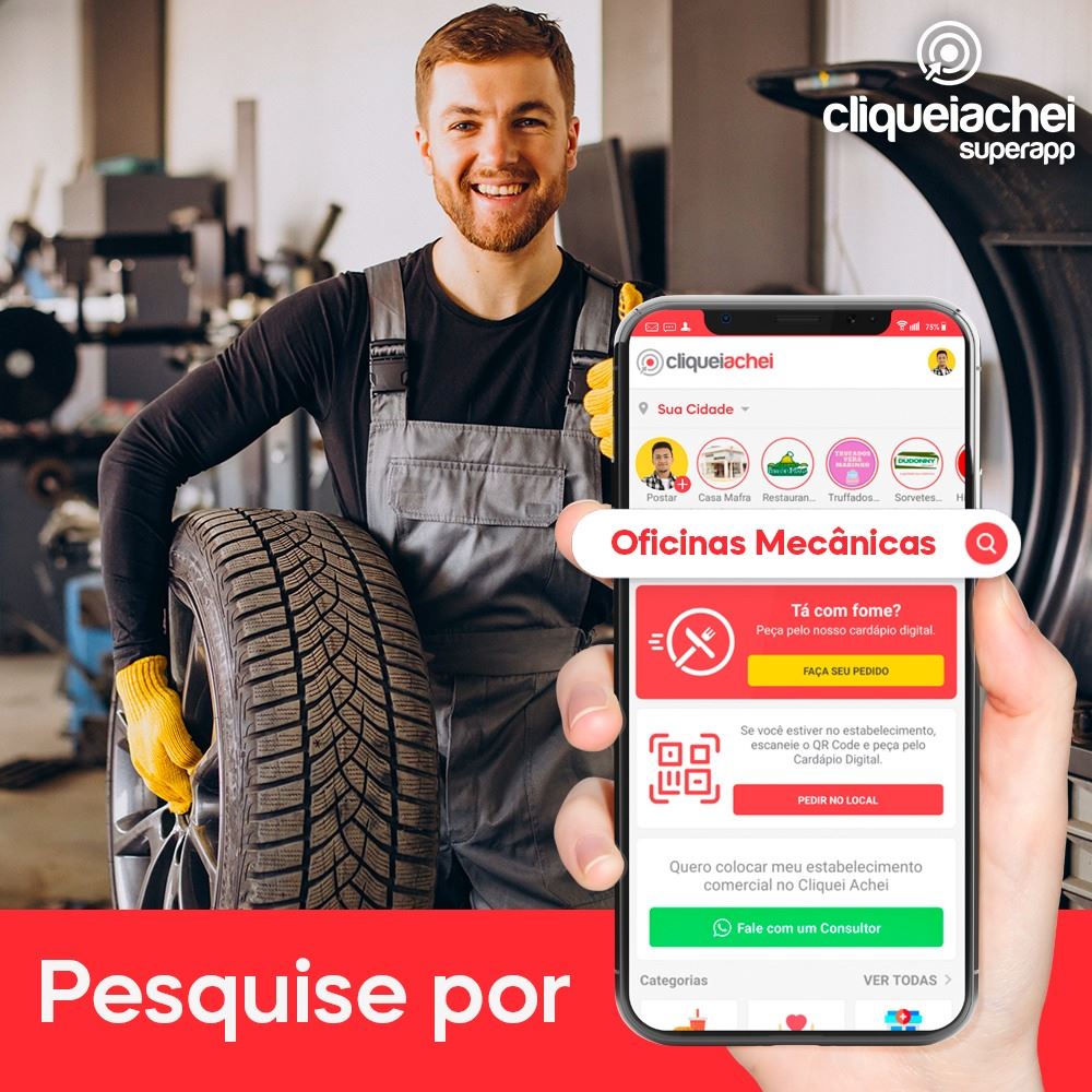 As melhores Oficinas Mecânicas estão no SuperApp Cliquei Achei.