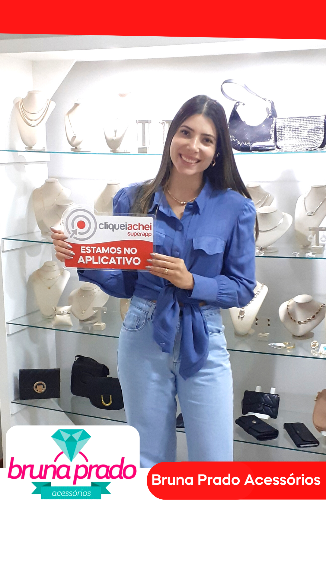 A Bruna Prado Acessórios também está no Cliquei Achei
Lindas peças em semi joias, óculos e acessórios 
Acesse cliqueiachei.com/brunaprado

Obrigada Bruna pela confiança