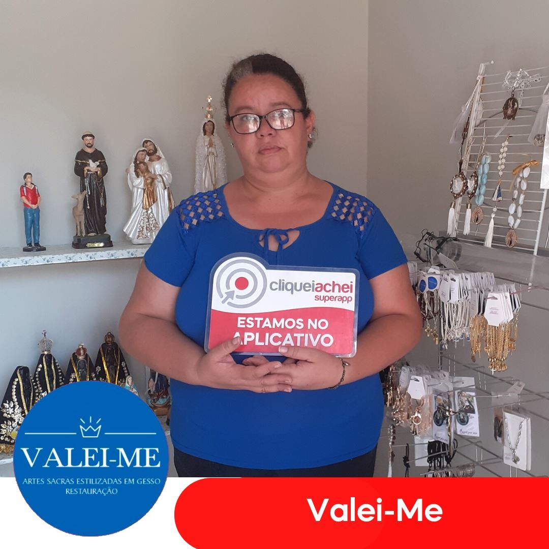 A Valei-Me também está no Cliquei Achei.
Artes sacras estilizadas em gesso e restauração
Acesse cliqueiachei.com/valeime e saiba mais!

Obrigada Gislaine pela confiança!