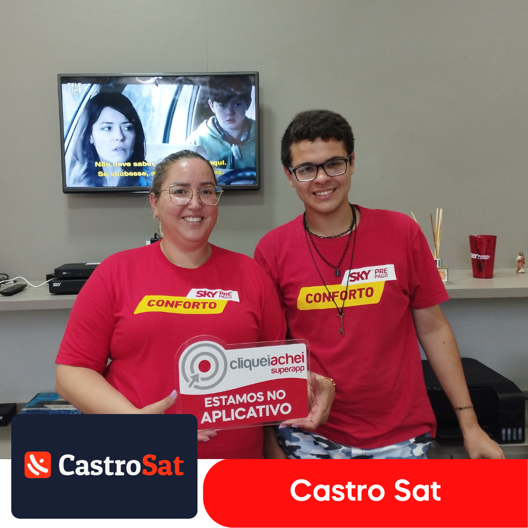 A Castro Sat também está no Cliquei Achei!
Encontre uma grande variedade de produtos para TV, internet e telefonia.
Acesse cliqueiachei.com/castrosat e saiba mais!

Obrigada Adriana pela confiança!