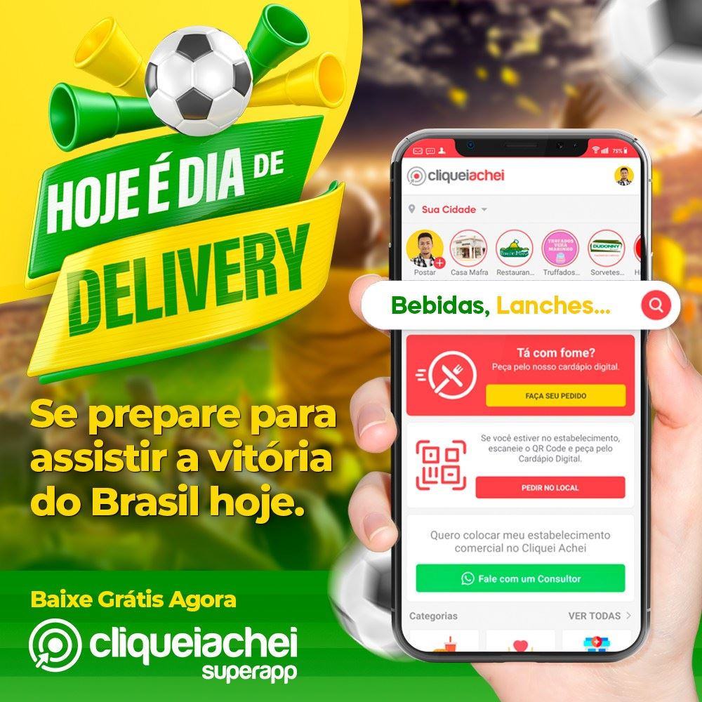 Tudo o que você precisa para assistir à vitória do Brasil hoje está no SuperApp Cliquei Achei, baixe grátis agora.