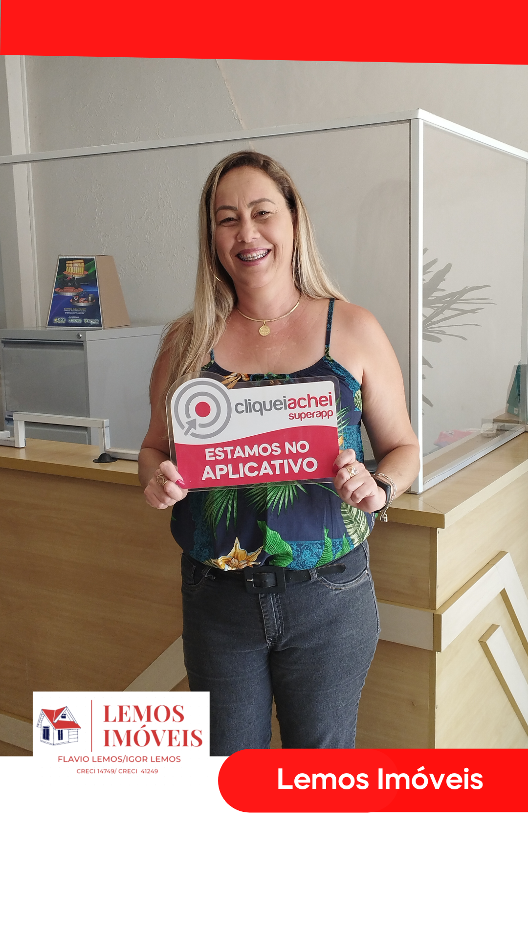 A Lemos Imóveis também está no Cliquei Achei!
Vendas e locação de imóveis.
Acesse cliqueiachei.com/lemosimoveis e saiba mais!

Obrigada Cristiane pela confiança!