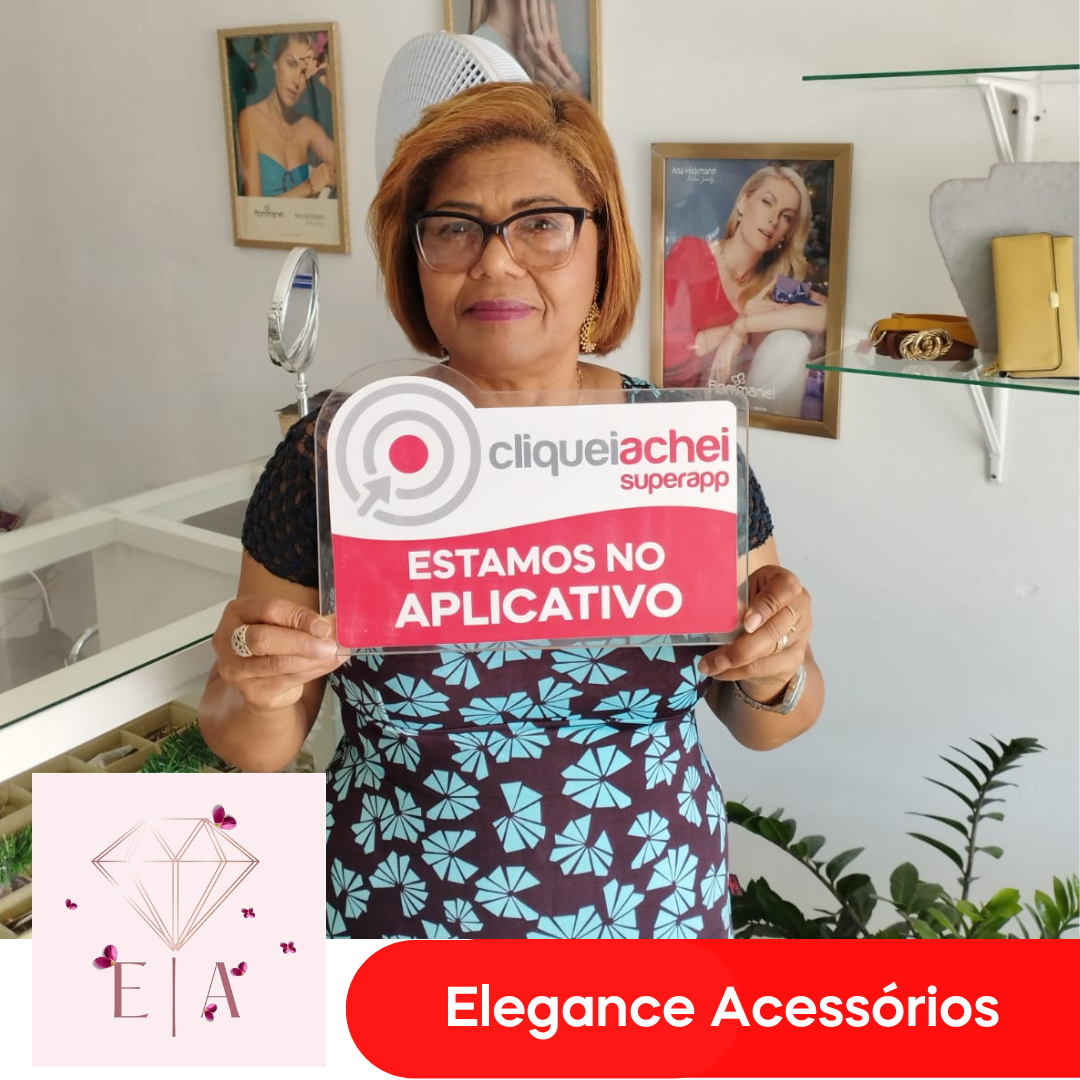 A Elegance Acessórios também está no Cliquei Achei!
Semijoias e acessórios femininos.
Acesse cliqueiachei.com/eleganceacessorios e saiba mais!

Obrigada Gloria pela confiança!