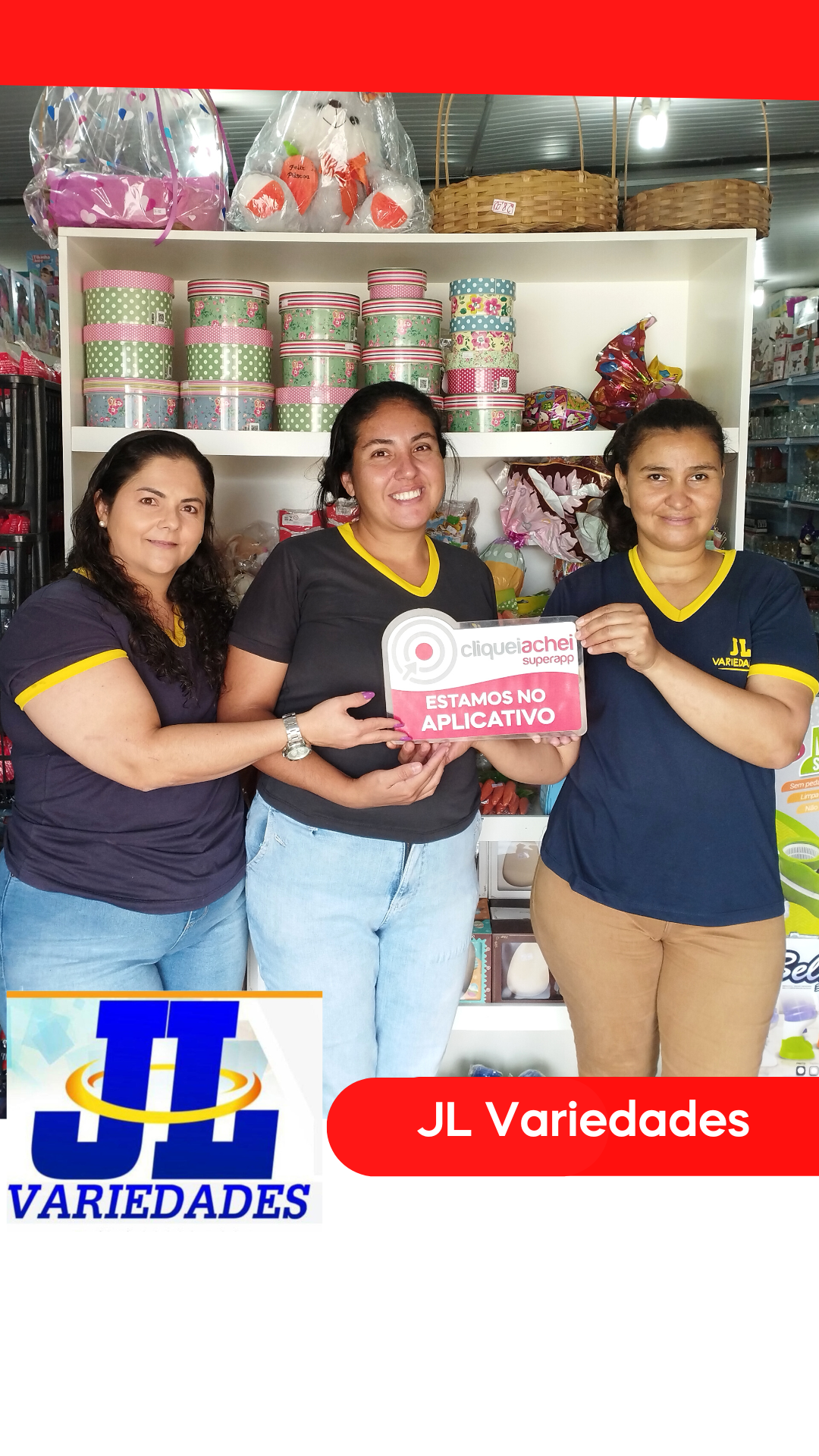 A JL Variedades  também está no Cliquei Achei!
Encontre tudo o que precisa para o seu dia a dia, desde utensílios de cozinha, organizadores, artigos de papelaria, até itens de decoração e presentes criativos.
Acesse cliqueiachei.com/jlvariedades e confira todas as novidades!
Obrigada Equipe JL Variedades pela confiança!