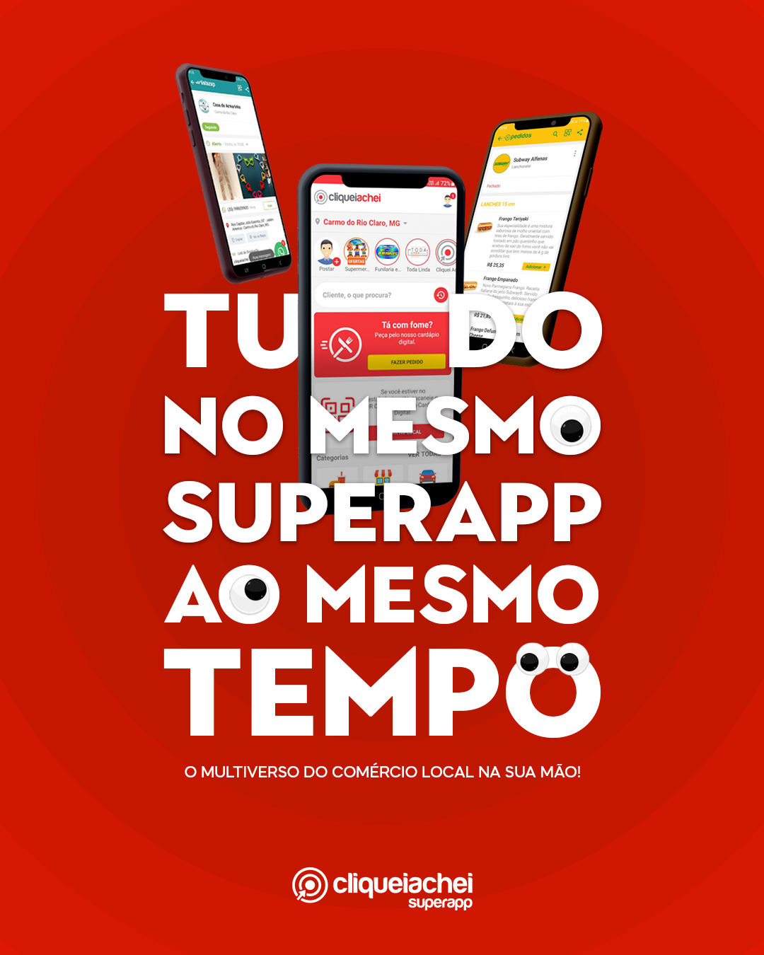 No Cliquei Achei SuperApp você encontra TUDO de TODO LUGAR da sua cidade! É uma experiência digna de cinema. Ba