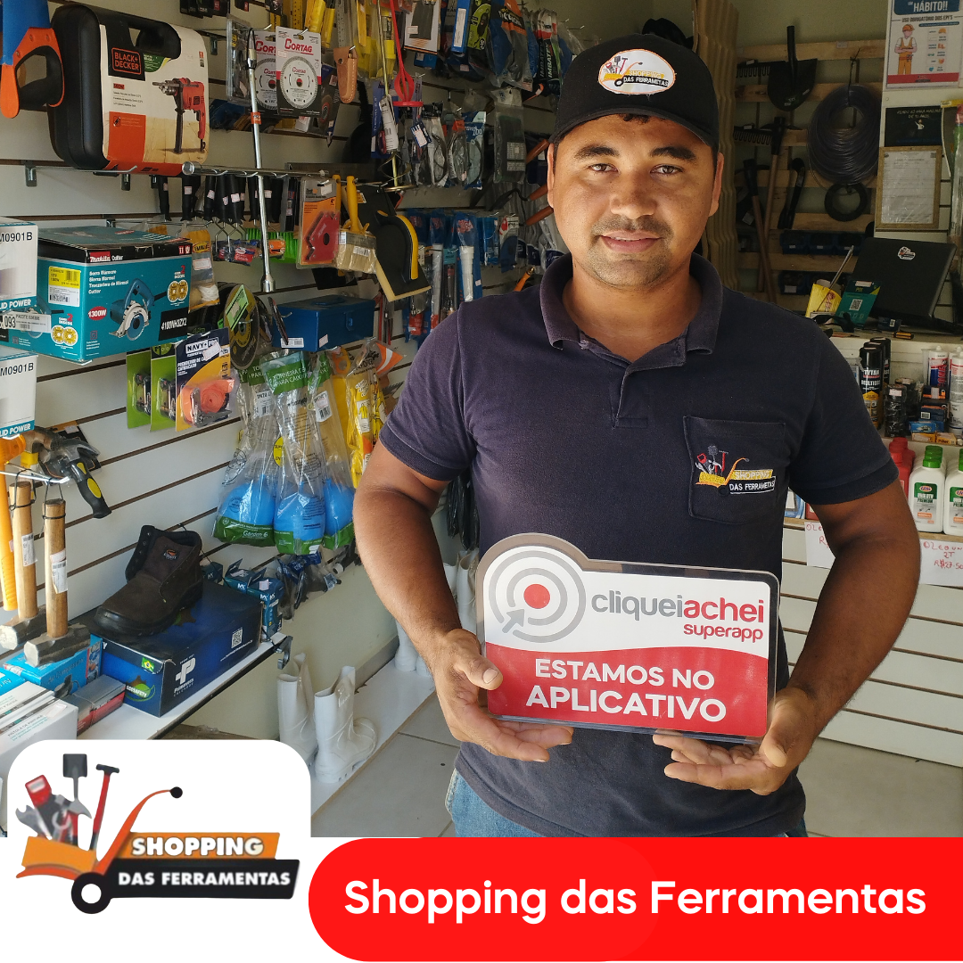 O Shopping das Ferramentas também está no Cliquei Achei!
Uma loja completa para quem busca qualidade e variedade em ferramentas, equipamentos de proteção e produtos de Pet Shop.
Acesse cliqueiachei.com/shoppingdasferramentas e saiba mais!

Obrigada Marcone pela confiança!