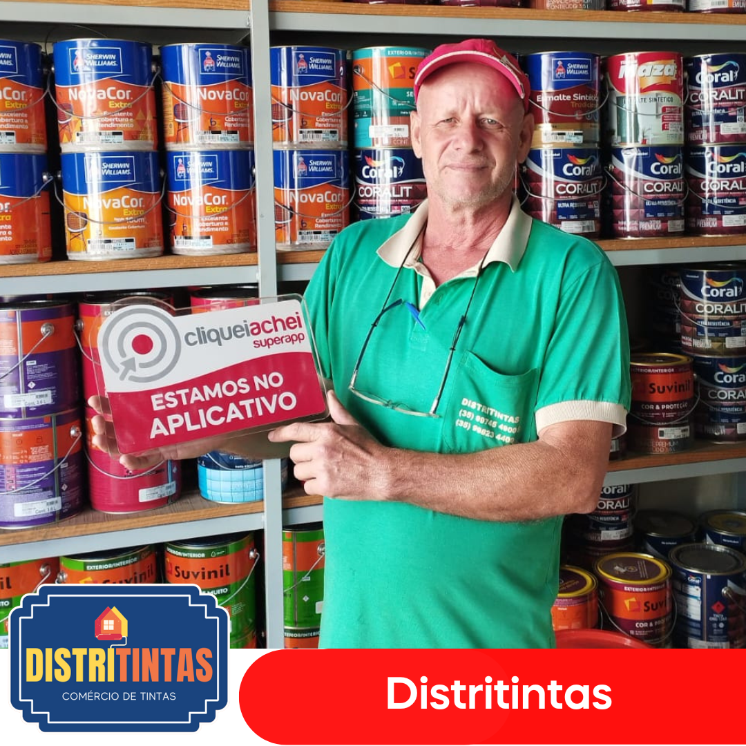 A Distritintas também está no Cliquei Achei!
A loja oferece uma variedade de tintas para diferentes finalidades, como pinturas de interiores e exteriores, pinturas para madeira, metal e concreto e muito mais.
Acesse cliqueiachei.com/distritintas e saiba mais!
Obrigada Paulo pela confiança!