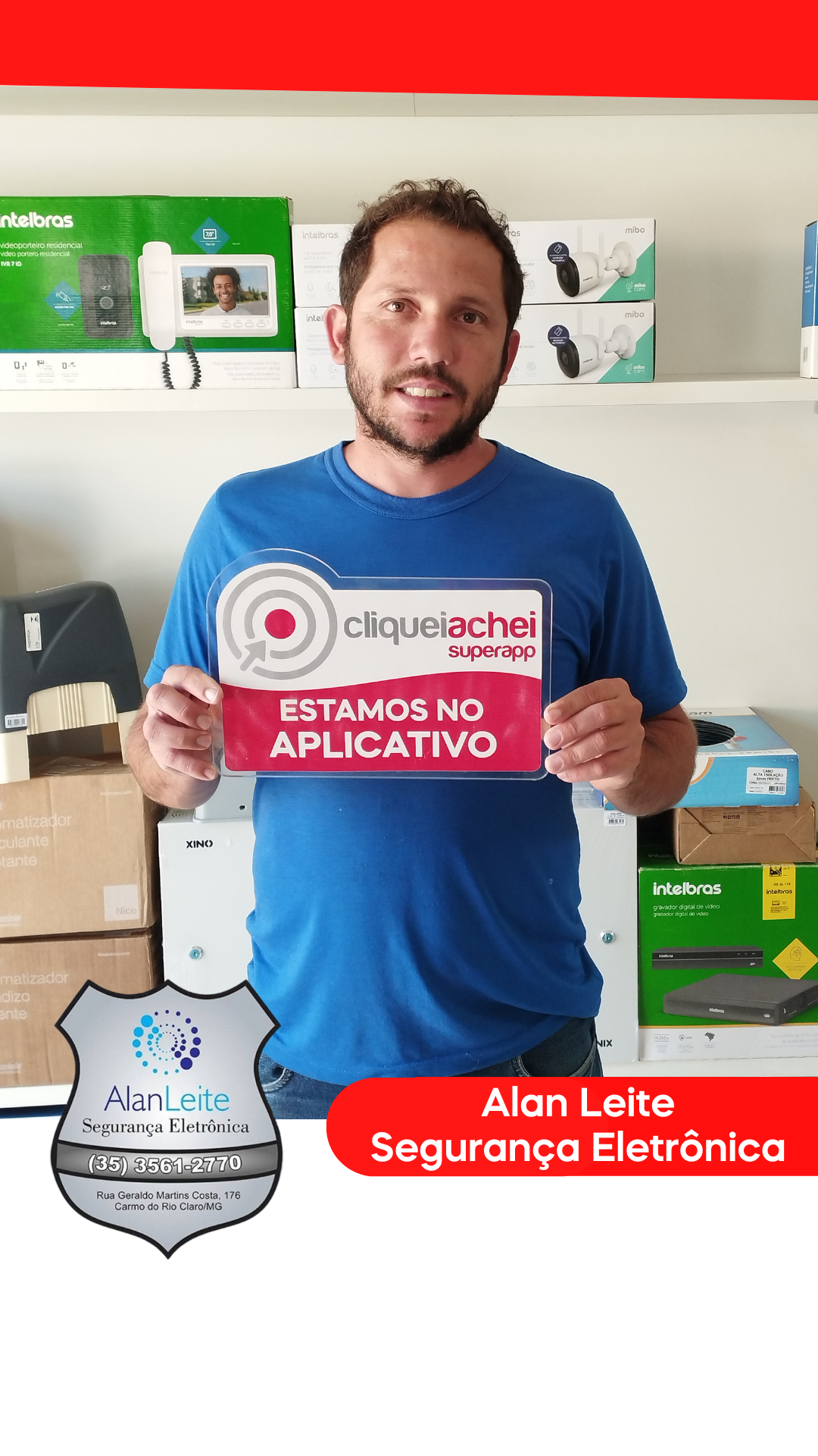 O Alan Leite Segurança Eletrônica também está no Cliquei Achei!
Conte com uma equipe de profissionais capacitados para te oferecer soluções em segurança eletrônica.
Acesse https://cliqueiachei.com/alanleite e peça seu orçamento!
Obrigada Alan pela confiança!