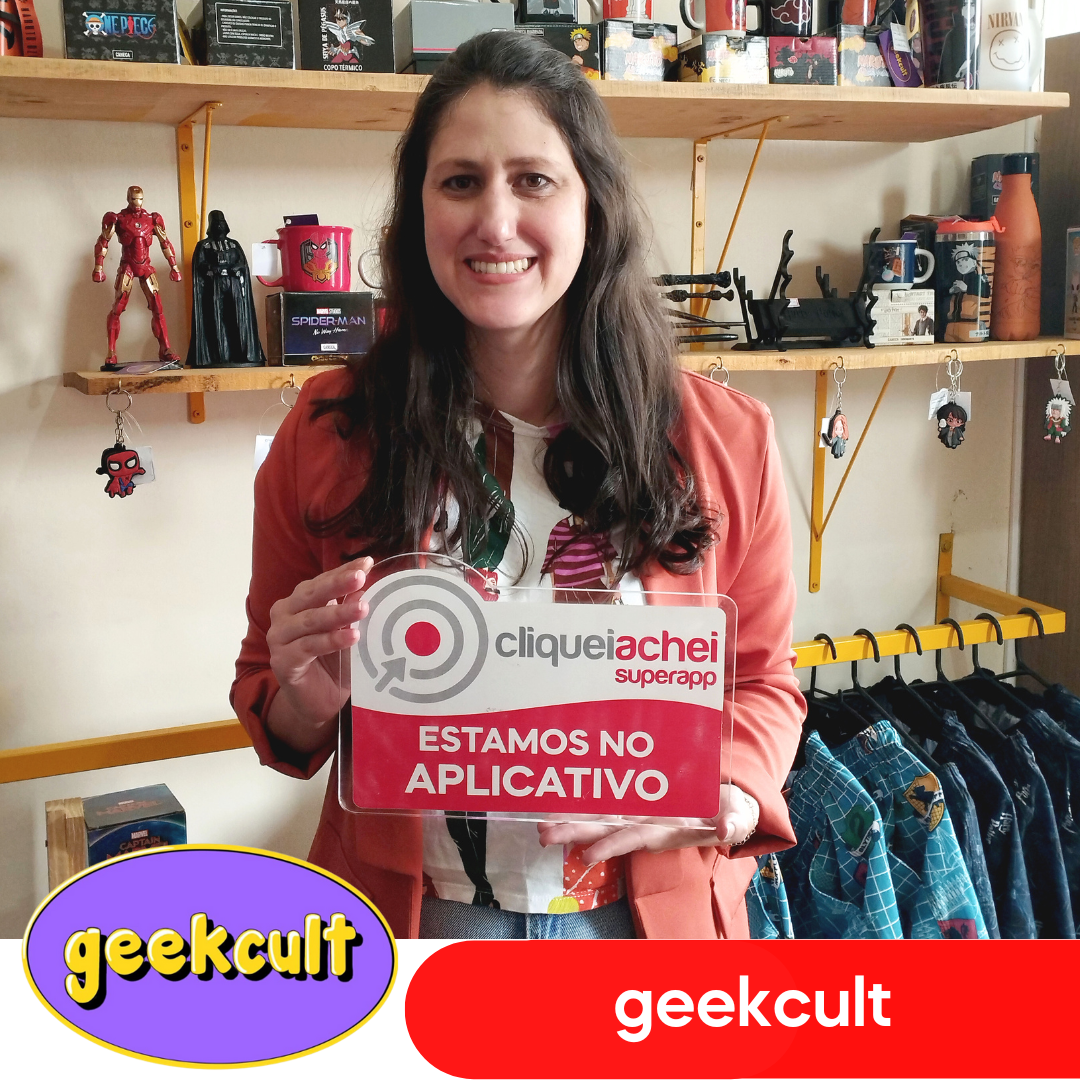 A GeekCult também está no Cliquei Achei!
Encontre uma ampla seleção de camisetas e produtos oficiais de séries, filmes, animes e heróis, cuidadosamente escolhidos para encantar os verdadeiros fãs da cultura pop. 
Acesse cliqueiachei.com/geekcult e confira todas as novidades!

Obrigada Janaína pela confiança!