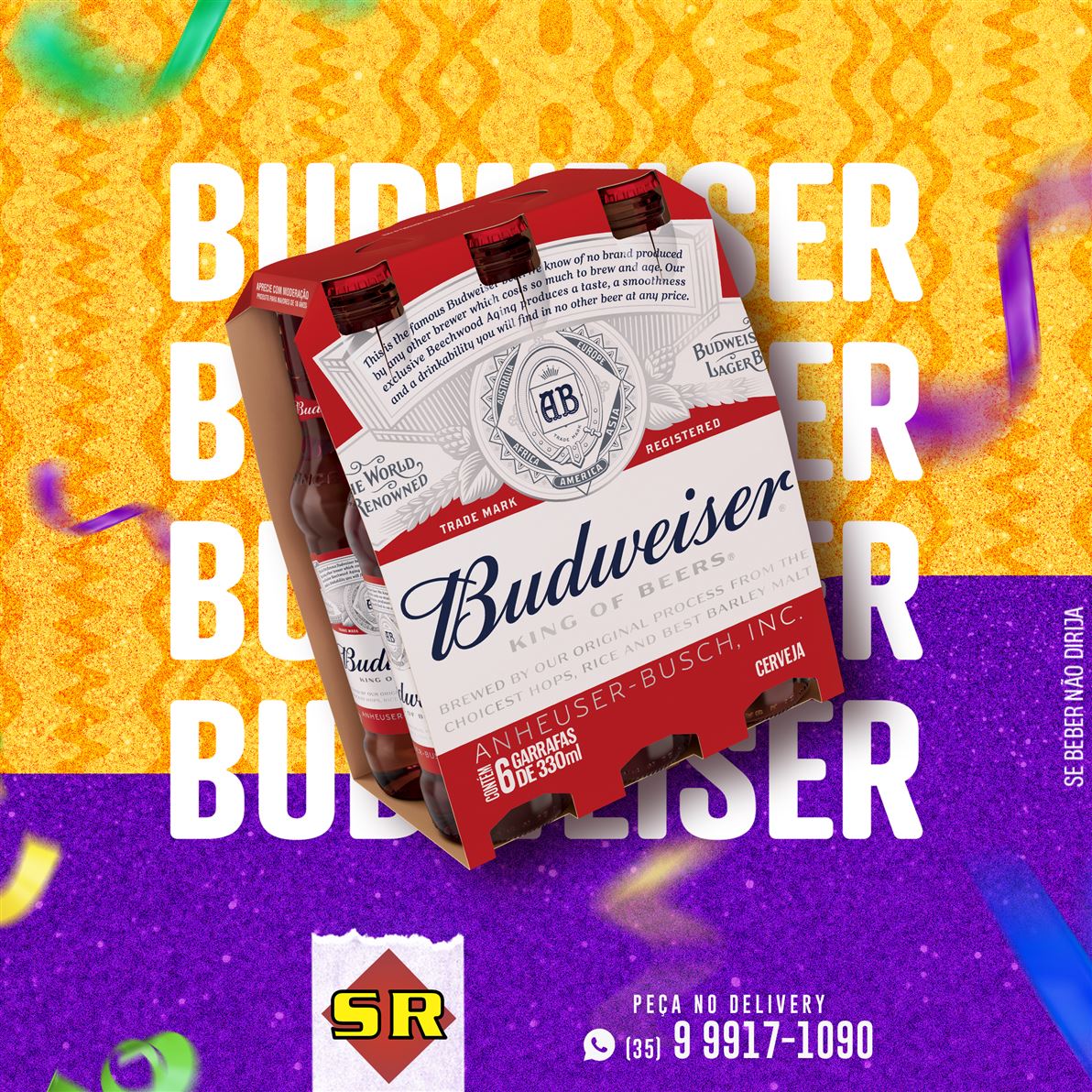 Já garanta o seu fardo de Budweiser aqui no Disk Bebidas Sr