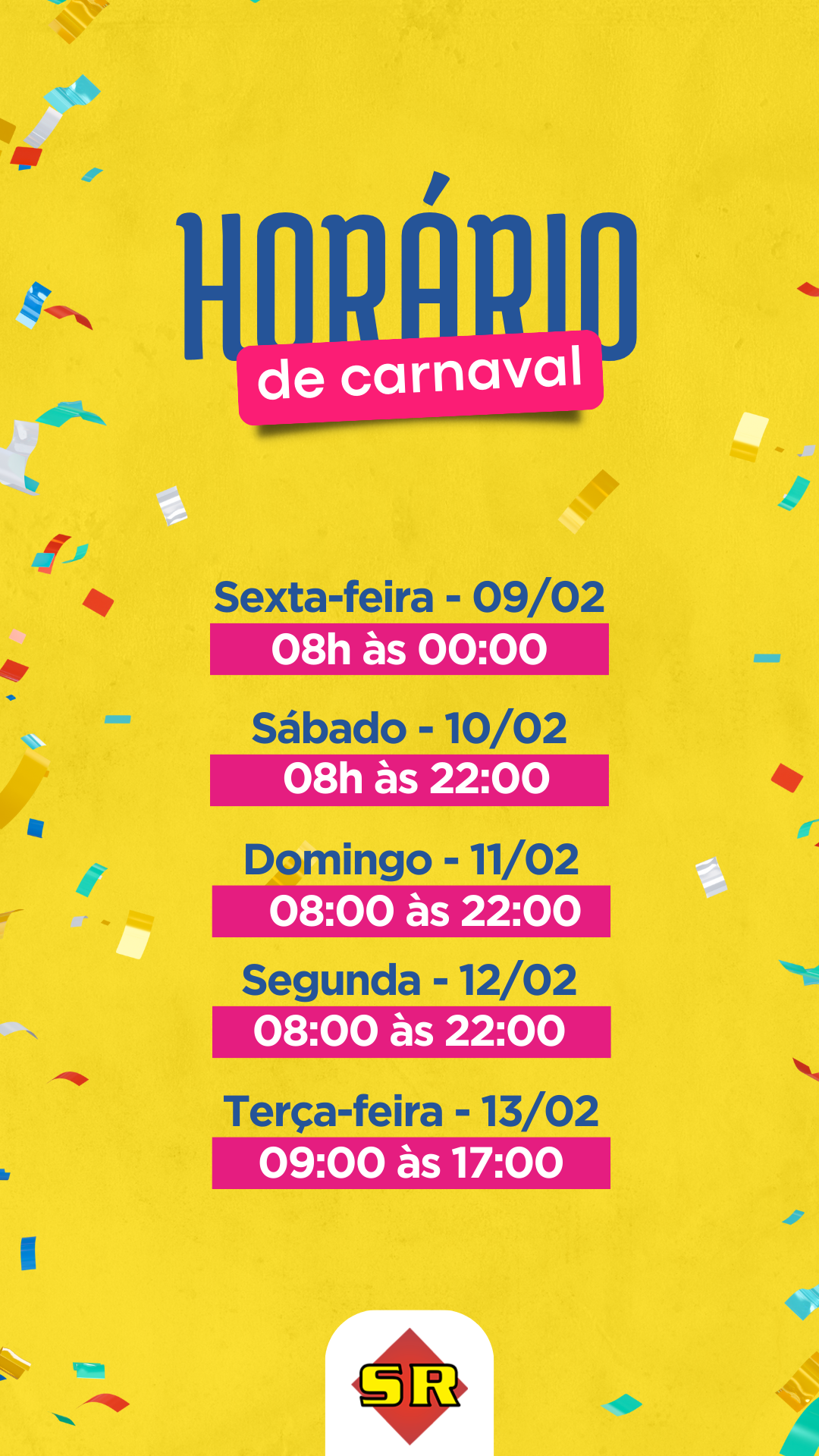 ??? Confira nosso horário especial de funcionamento para o Carnaval e garanta que sua festa seja completa conosco!