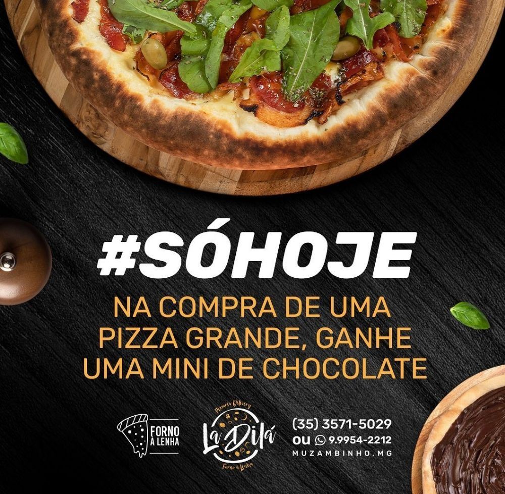 Quarta é dia de promo... na compra de uma pizza grande ganha uma mini de chocolate!! Imperdível😋🍕